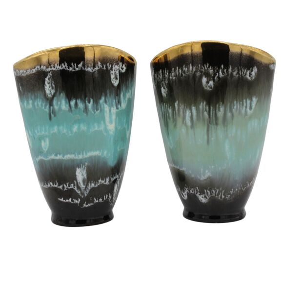 Vintage Carstens-Tönnieshof Cannes Fish Mouth Vase Hand Painted Ceramic Pottery - Picture 1 of 8